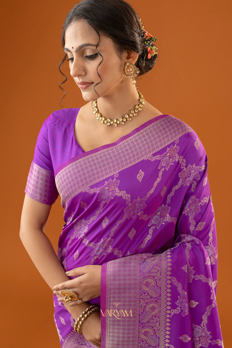 Jamawari Silk Purple Saree