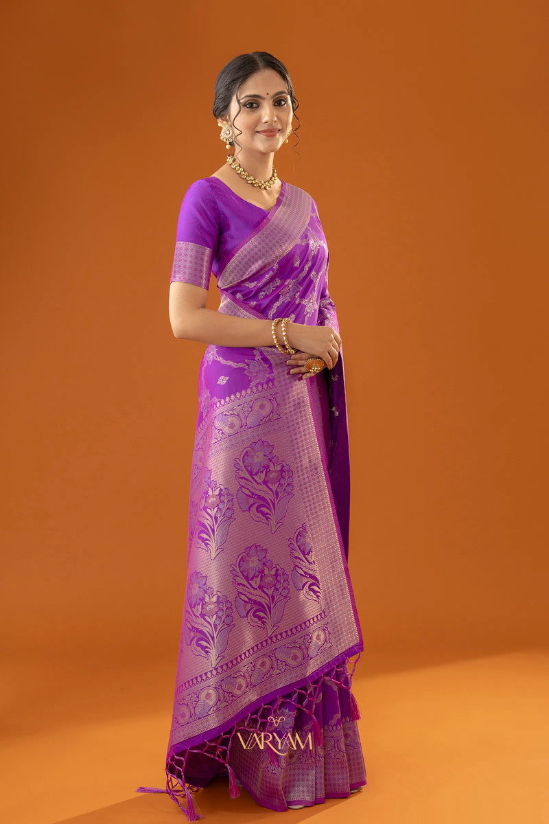 Jamawari Silk Purple Saree