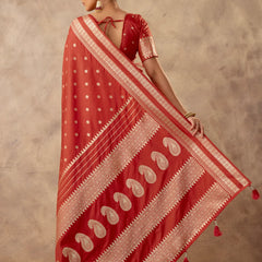 Zari Tilak Orange Saree
