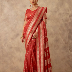 Zari Tilak Orange Saree