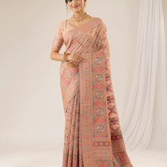 Pashmina Cotton Peach Saree