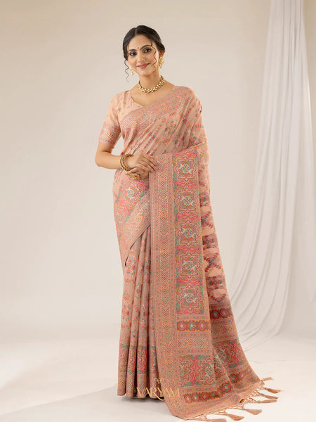 Pashmina Cotton Peach Saree