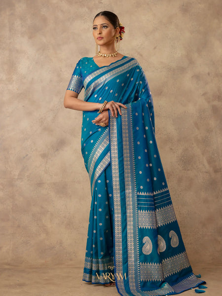 Zari Tilak Blue Saree