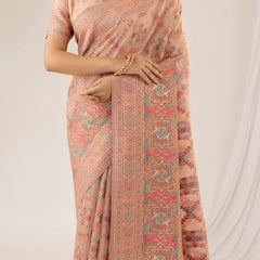 Pashmina Cotton Peach Saree