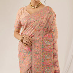Pashmina Cotton Peach Saree