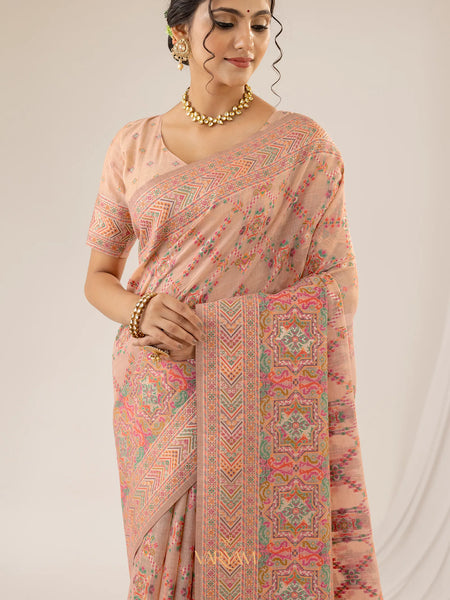 Pashmina Cotton Peach Saree