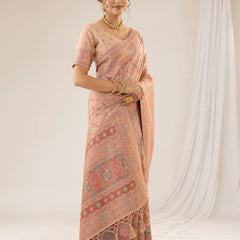 Pashmina Cotton Peach Saree