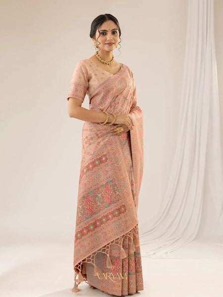 Pashmina Cotton Peach Saree