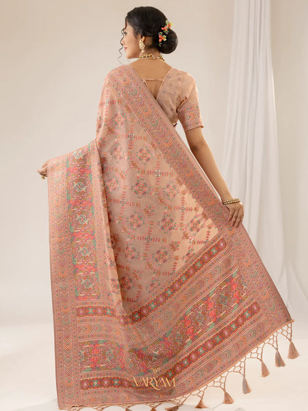 Pashmina Cotton Peach Saree