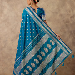 Zari Tilak Blue Saree
