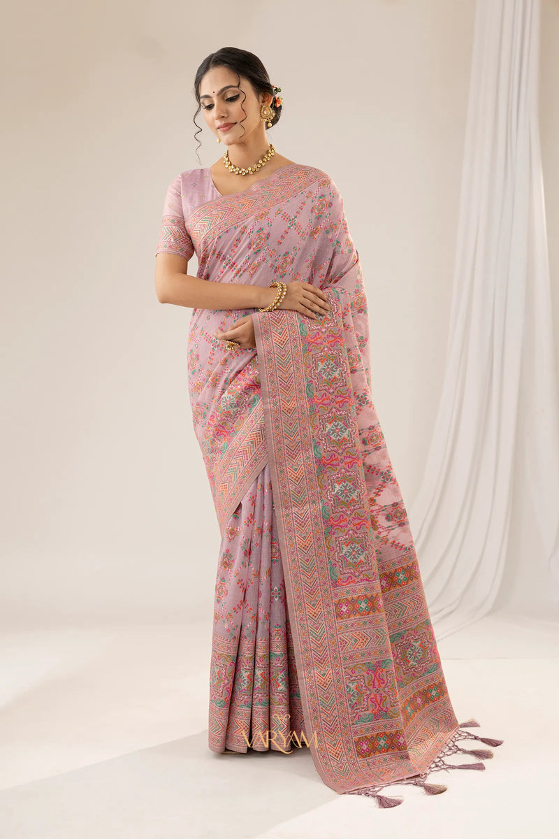 Pashmina Cotton Purple Saree