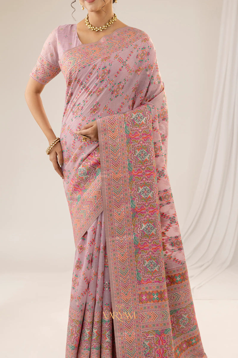 Pashmina Cotton Purple Saree