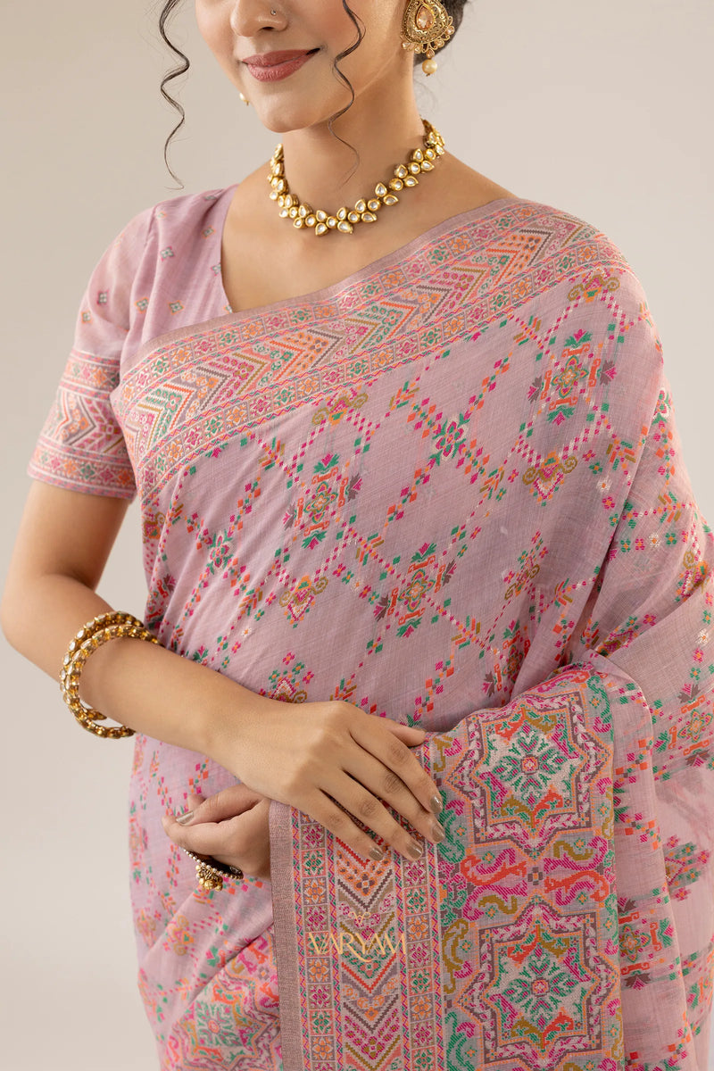 Pashmina Cotton Purple Saree