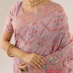 Pashmina Cotton Purple Saree