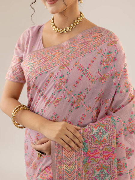 Pashmina Cotton Purple Saree