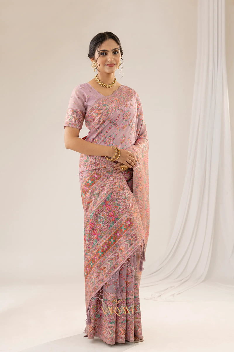 Pashmina Cotton Purple Saree