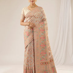 Pashmina Cotton Beige Saree