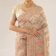 Pashmina Cotton Beige Saree