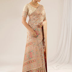 Pashmina Cotton Beige Saree