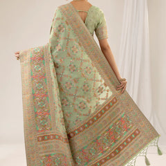 Pashmina Cotton Green Saree