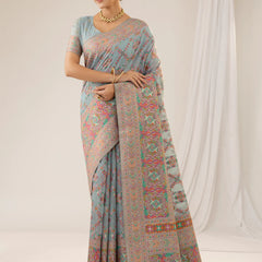 Pashmina Cotton Blue Saree