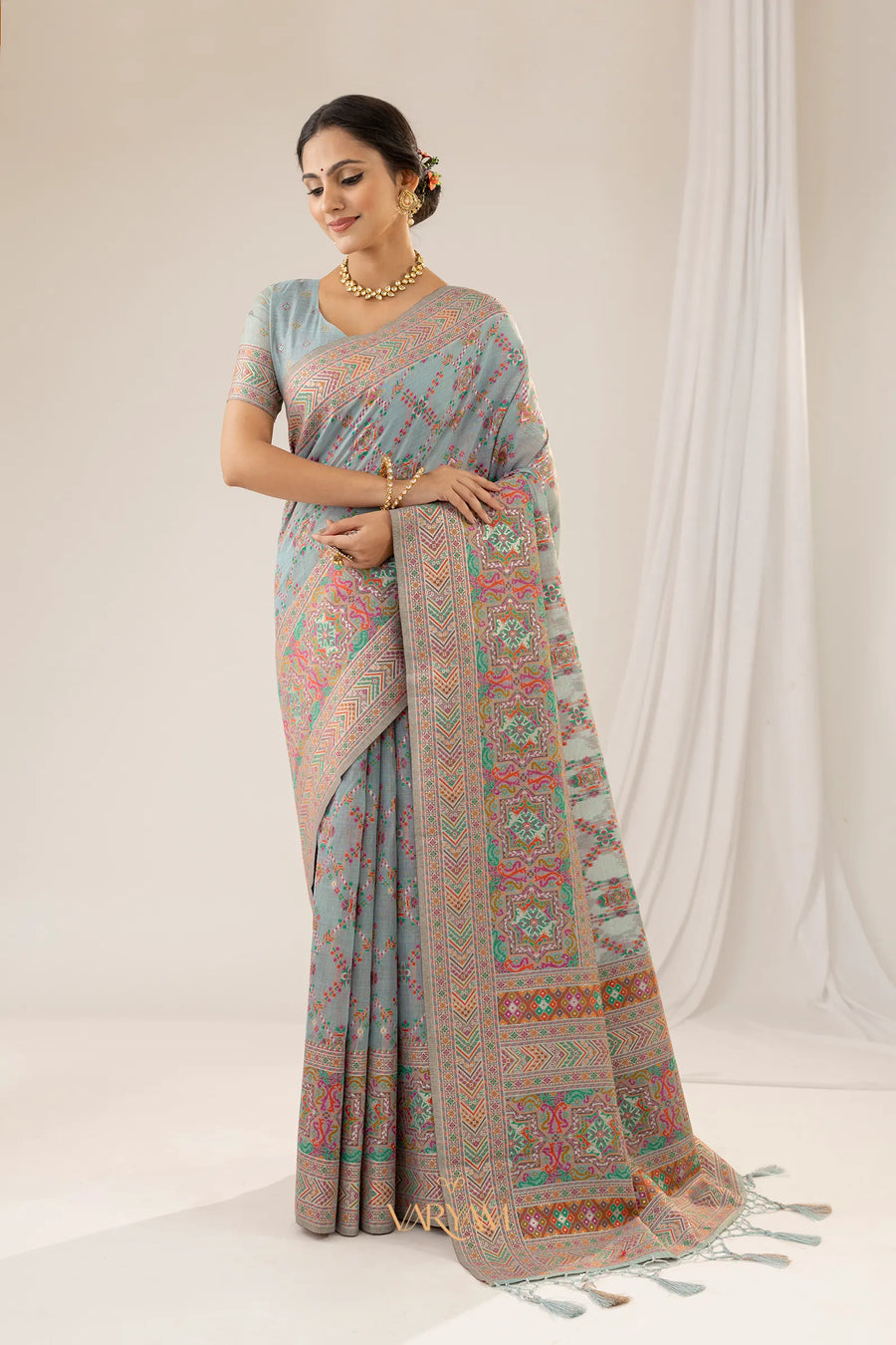 Pashmina Cotton Blue Saree