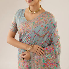 Pashmina Cotton Blue Saree