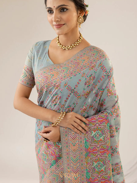Pashmina Cotton Blue Saree