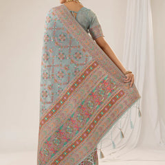 Pashmina Cotton Blue Saree