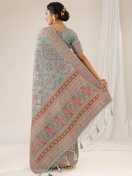 Pashmina Cotton Blue Saree