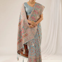 Pashmina Cotton Blue Saree