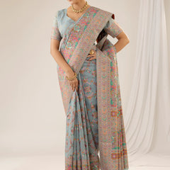 Pashmina Cotton Blue Saree