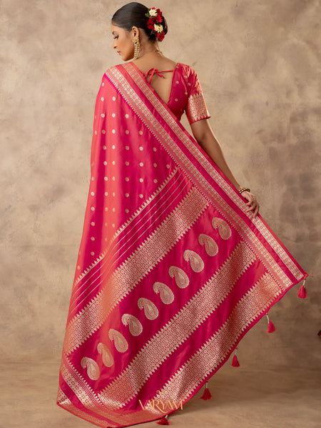 Zari Tilak Pink Saree