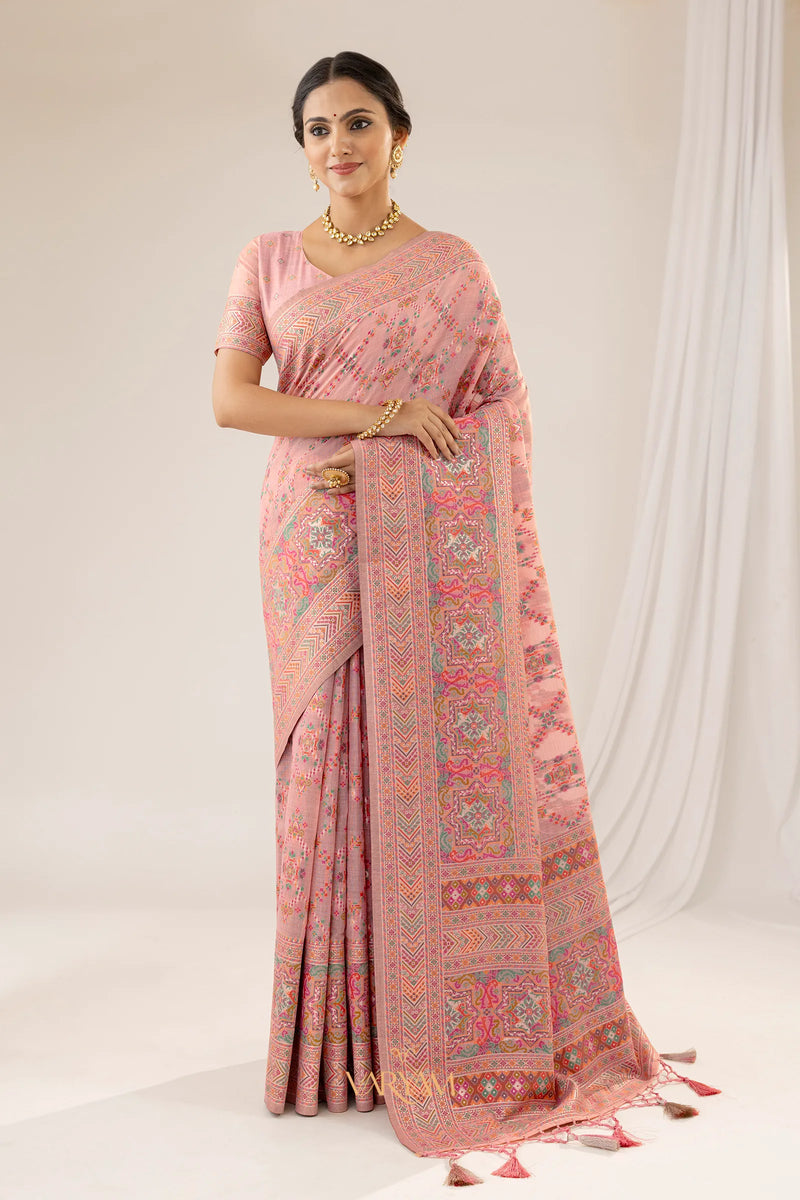 Pashmina Cotton Pink Saree