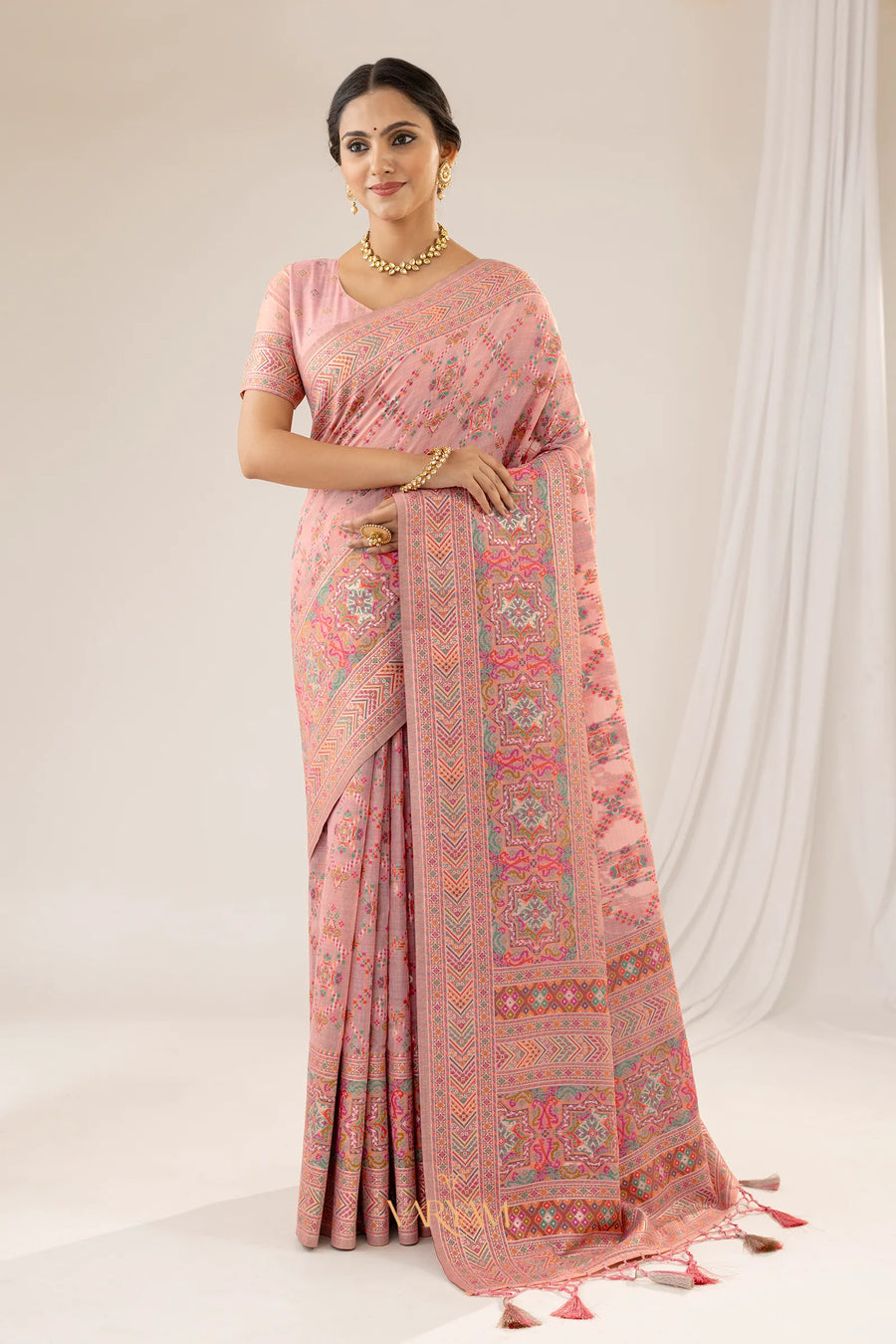 Pashmina Cotton Pink Saree