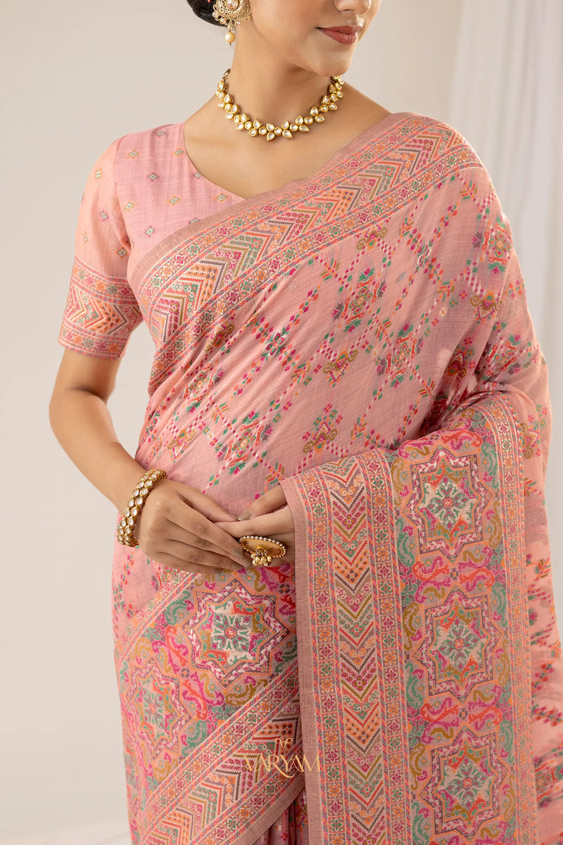 Pashmina Cotton Pink Saree