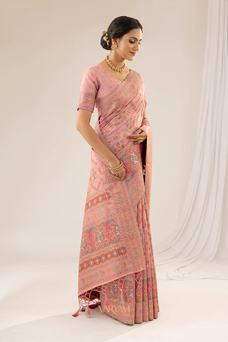 Pashmina Cotton Pink Saree