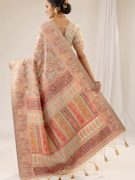 Kashmiria Cotton Beige Saree