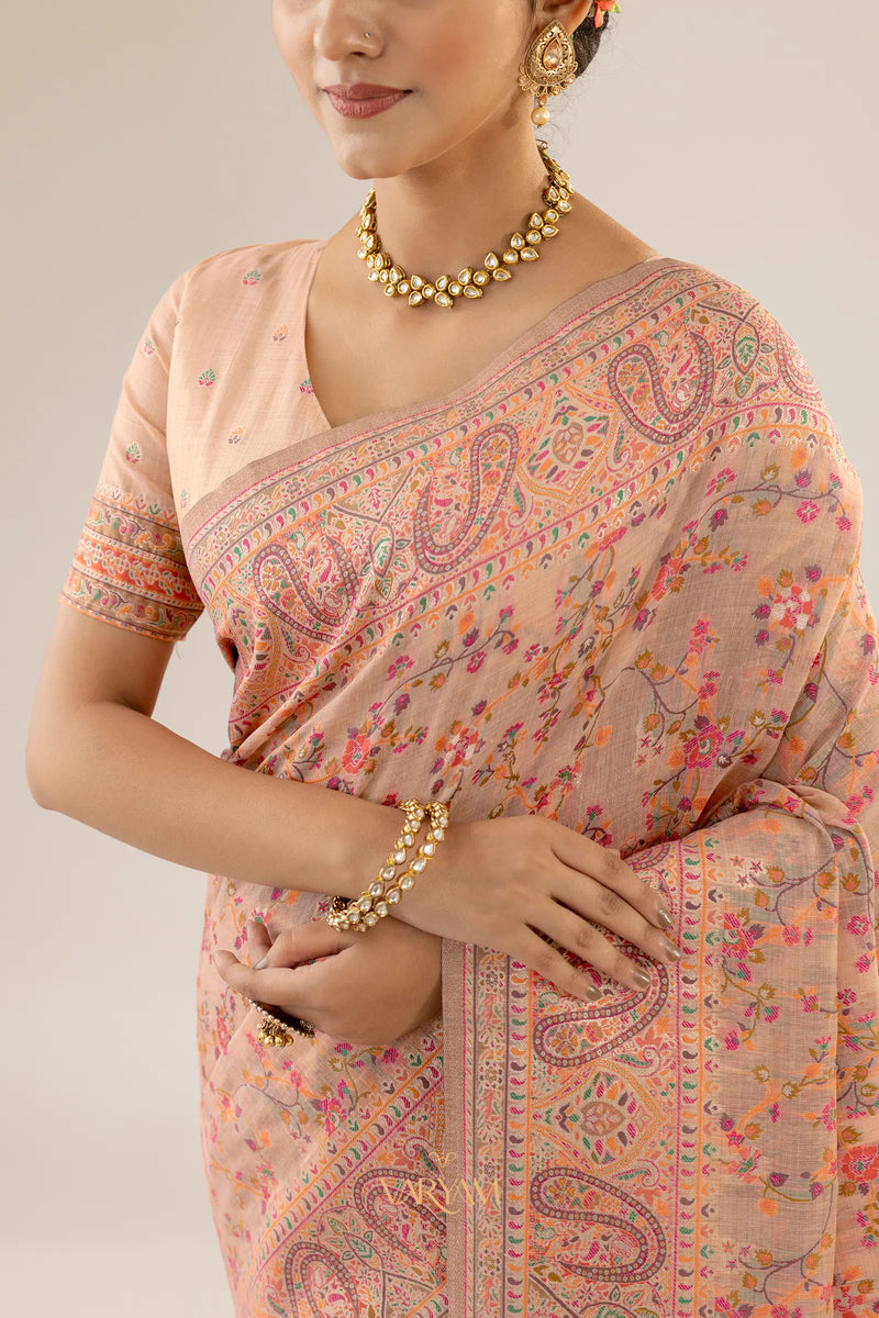 Kashmira Cotton Peach Saree