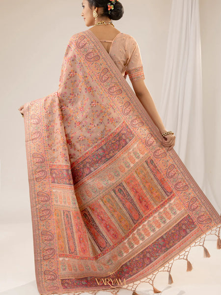 Kashmiria Cotton Peach Saree