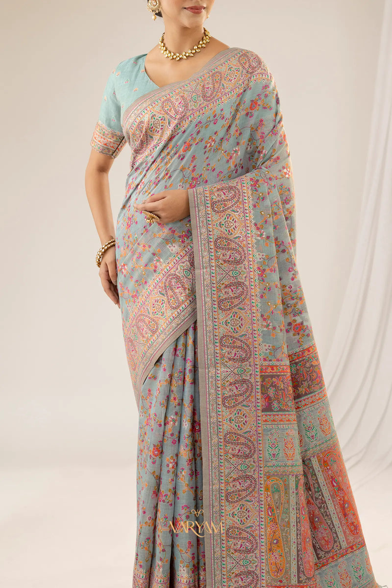 Kashmira Cotton Blue Saree