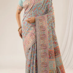 Kashmira Cotton Blue Saree