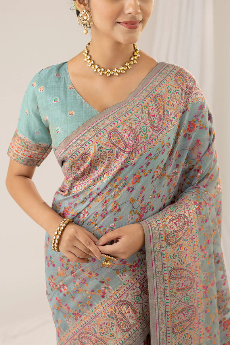 Kashmira Cotton Blue Saree