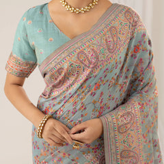 Kashmira Cotton Blue Saree