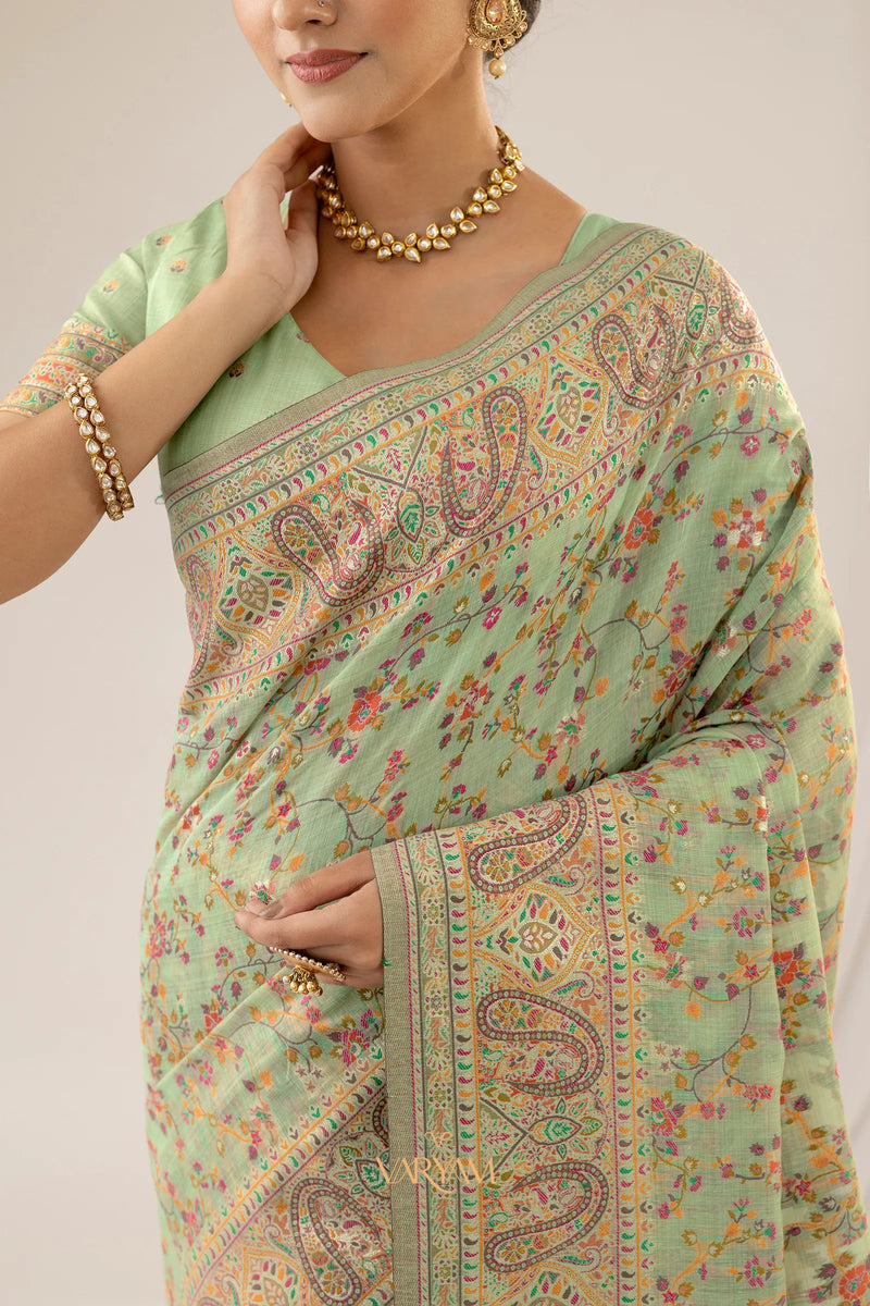 Kashmira Cotton Green Saree