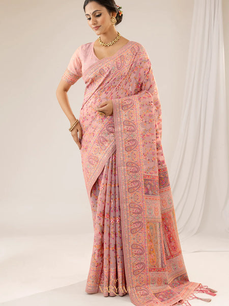 Kashmiria Cotton Pink Saree