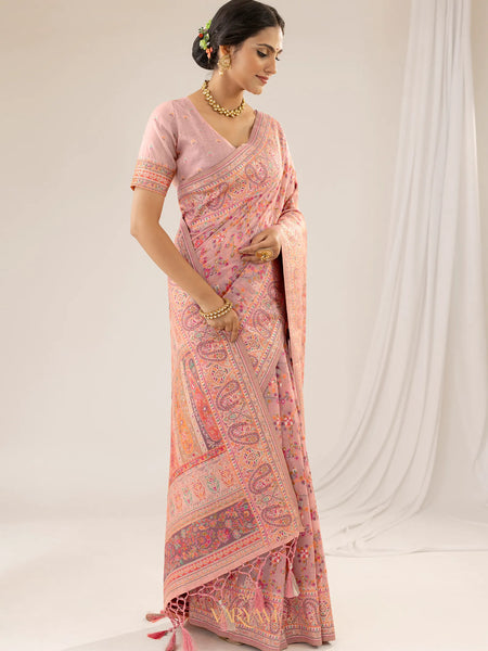 Kashmiria Cotton Pink Saree