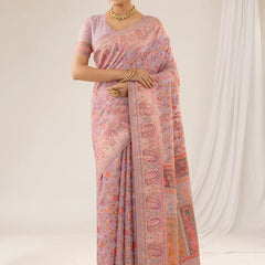 Kashmiria Cotton Purple Saree