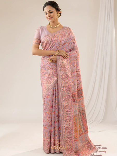 Kashmiria Cotton Purple Saree