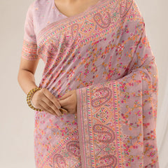 Kashmiria Cotton Purple Saree